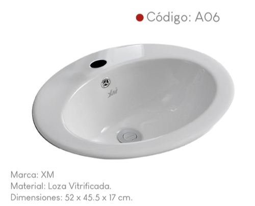 Ovalín de loza blanca para sobreponer A06 XM